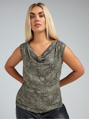 Yours Curve Green Limited Snake Top - Image 2 of 6