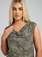 Yours Curve Green Limited Snake Top - Image 3 of 6