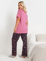 حزمة بيجاما من القطن 100% بِرجل واسعة ومزينة بطبعة عبارة Lets Get Snuggly من Yours Curve - صورة 2 من 5