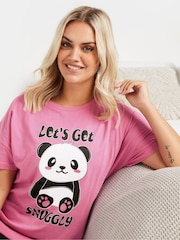 حزمة بيجاما من القطن 100% بِرجل واسعة ومزينة بطبعة عبارة Lets Get Snuggly من Yours Curve - صورة 4 من 5