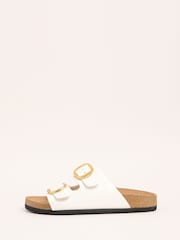 Friends Like These White Standard Fit Double Strap Buckle Footbed Comfort Slider Sandals - Image 5 of 5