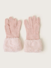 Monsoon Pink Crochet Flower Princess Gloves - Image 2 of 3
