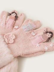 Monsoon Pink Crochet Flower Princess Gloves - Image 3 of 3
