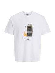 JACK & JONES White 100% Cotton OASIS Guitar T-Shirt - Image 1 of 4