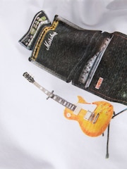 JACK & JONES White 100% Cotton OASIS Guitar T-Shirt - Image 3 of 4