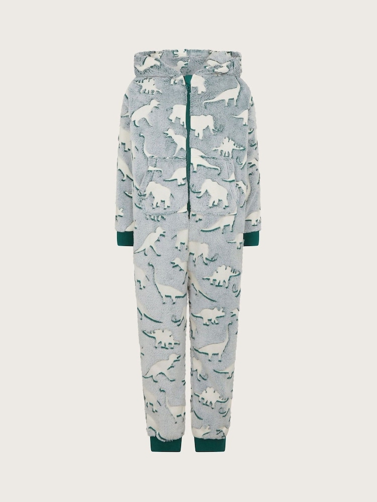 Monsoon Blue Glow In The Dark Dinosaur Fleece All-In-One - Image 1 of 3