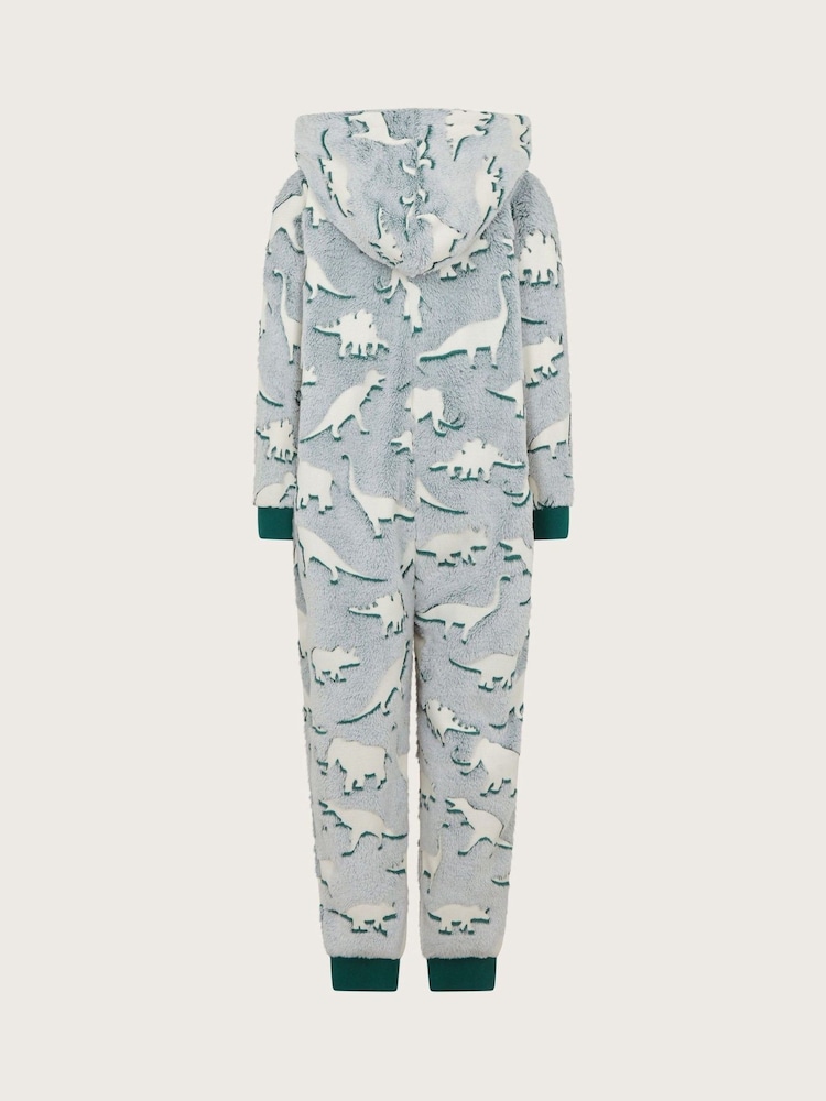 Monsoon Blue Glow In The Dark Dinosaur Fleece All-In-One - Image 2 of 3