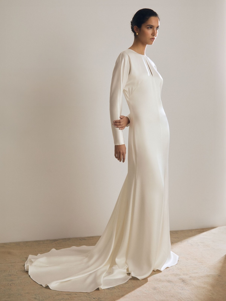 Blanco - Vestido largo de novia de satén duquesa Clemence Atelier de Reiss - Imagen 1 de 7