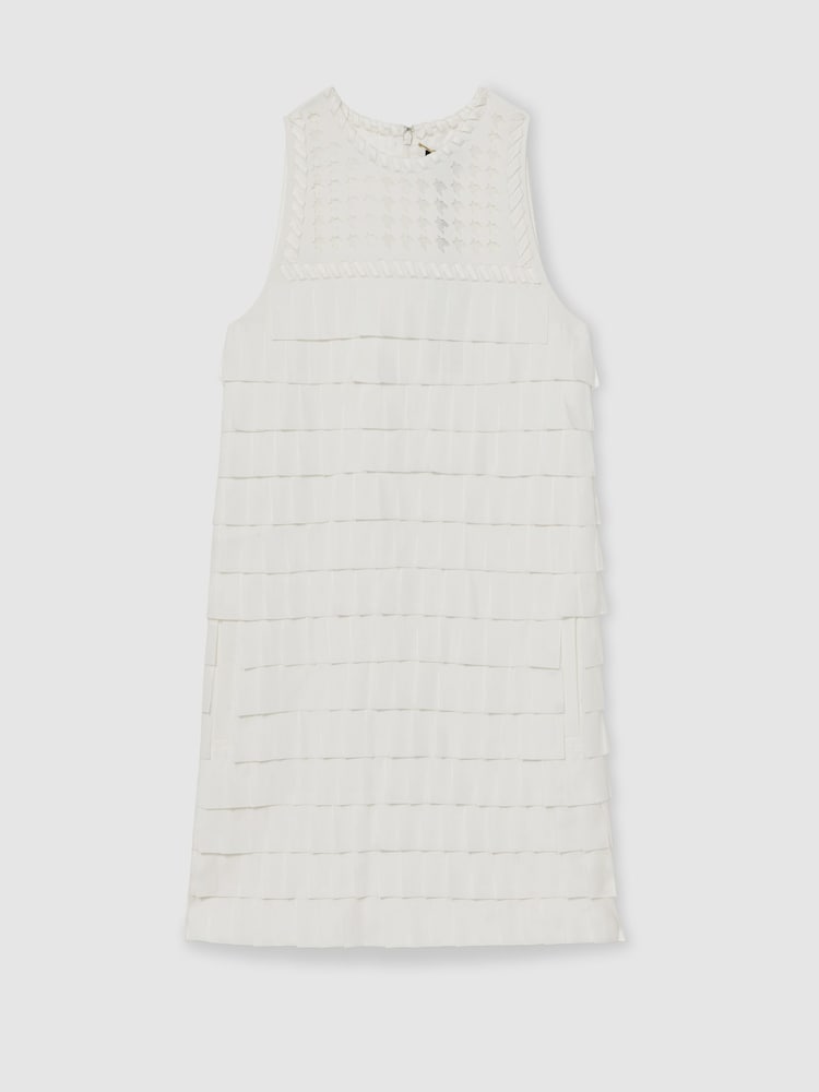 Reiss White Robin Atelier Layered Fringe Mini Dress - Image 2 of 6 Reiss White Robin Atelier Layered Fringe Mini Dress - Image 2 of 6