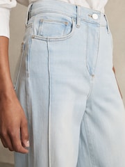 Reiss Light Blue Heather Petite Stretch-Cotton Wide-Leg Jeans - Image 3 of 7