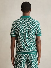 Grün/Weiß - Reiss Edmonds Abstract Pattern Towelling Shirt - Image 4 of 5