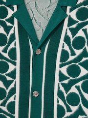 Grün/Weiß - Reiss Edmonds Abstract Pattern Towelling Shirt - Image 5 of 5