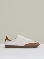 Reiss Off White/Brown Bode Suede Low-Top Trainers - Image 1 of 5