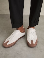 Reiss Off White/Brown Bode Suede Low-Top Trainers - Image 2 of 5