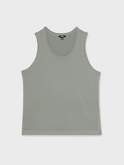 Reiss Sage Green Watson Textured Crew Neck Ribbed Vest - Image 2 of 6