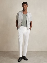 Reiss Sage Green Watson Textured Crew Neck Ribbed Vest - Image 3 of 6