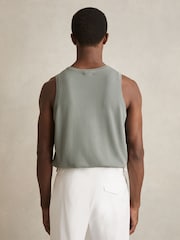 Reiss Sage Green Watson Textured Crew Neck Ribbed Vest - Image 5 of 6