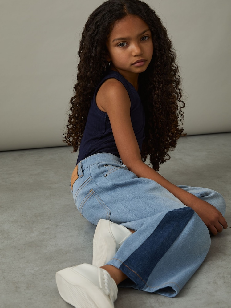 Reiss Blue Briar 9-13 yrs Patchwork Denim Jeans Two-Tone - Image 1 of 4 Reiss Blue Briar 9-13 yrs Patchwork Denim Jeans Two-Tone - Image 1 of 4
