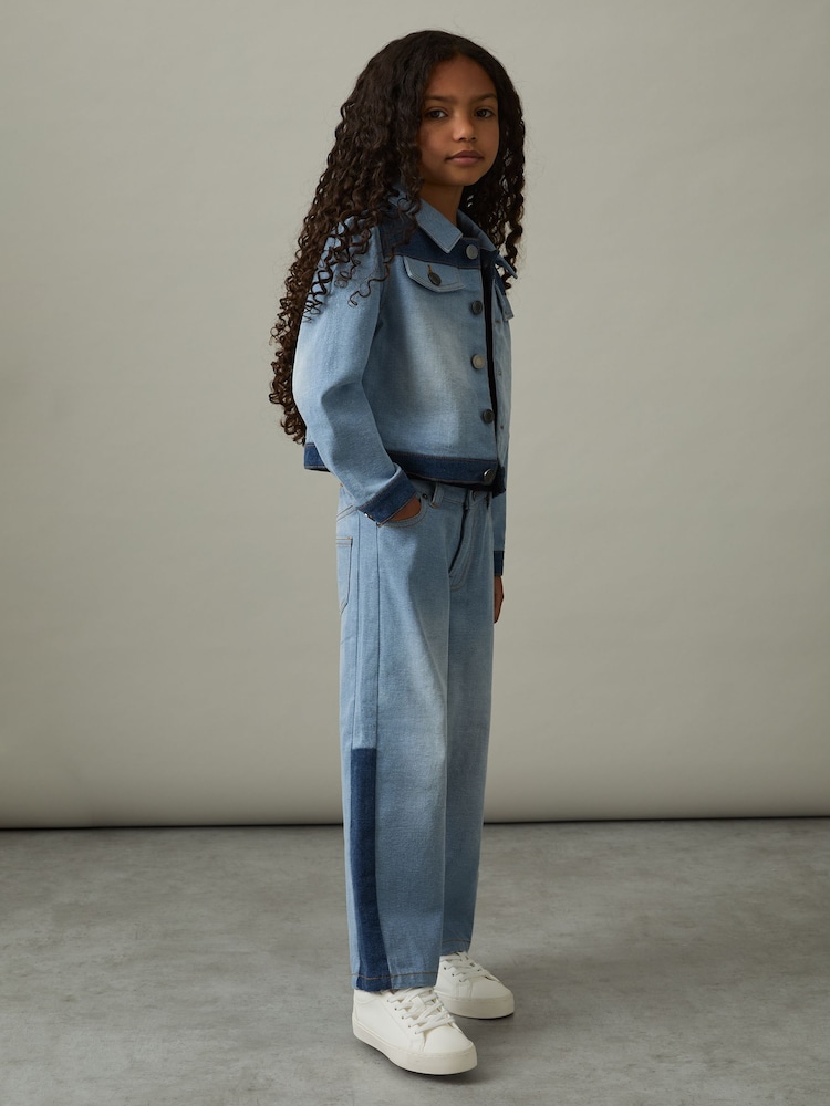 Reiss Blue Briar Patchwork Two Tone Denim Jeans - Image 2 of 4