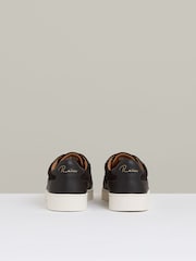 Reiss Espresso Brown Cruz Grained Leather Elasticated Lace Trainers - Image 5 of 5