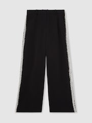 Reiss Black Marcella Atelier Embellished Wide Leg Trousers - Image 2 of 7