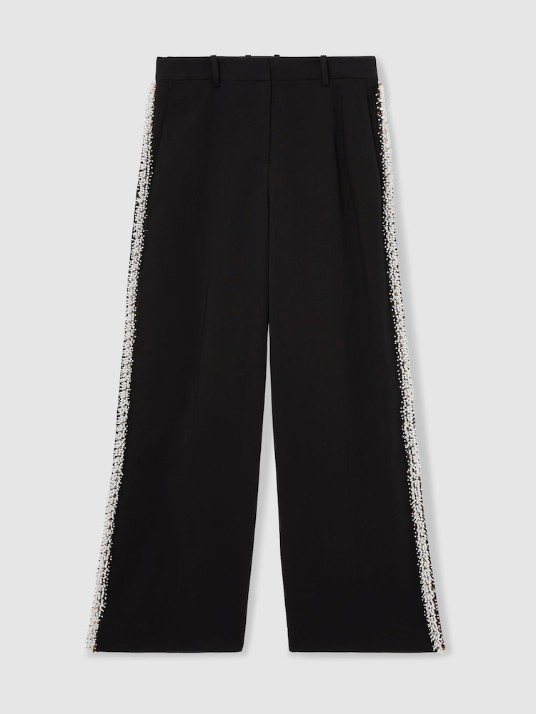 Negro - Reiss Marcella Atelier Embellished Wide Leg Trousers - Imagen 2 de 7 Negro - Reiss Marcella Atelier Embellished Wide Leg Trousers - Imagen 2 de 7