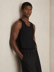 Reiss Black Watson Textured Crew Neck Ribbed Vest - Image 1 of 6