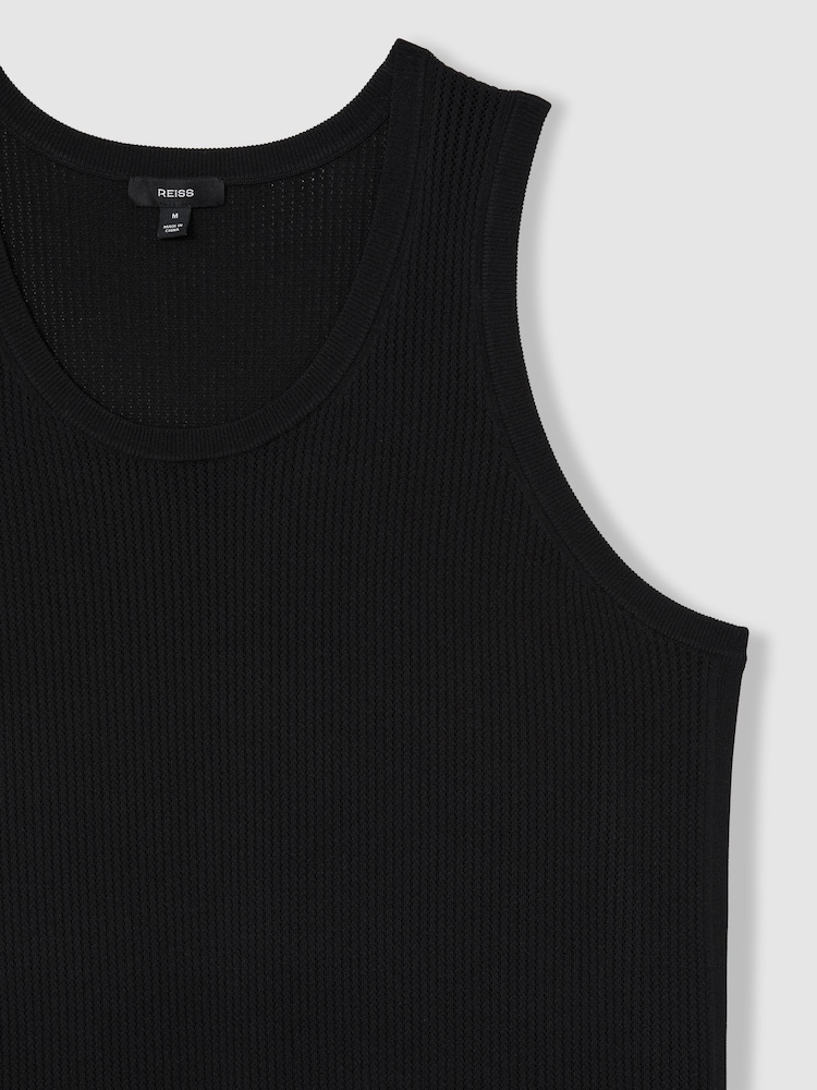 Reiss Black Watson Textured Crew Neck Ribbed Vest - Image 6 of 6