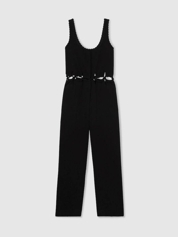 Reiss Black Miniva Atelier Cut-Out Waist Jumpsuit - Image 2 of 6