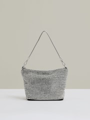 Reiss Silver Leah Crystal Bracelet Pouch Bag - Image 1 of 5