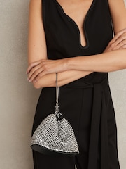 Reiss Silver Leah Crystal Bracelet Pouch Bag - Image 2 of 5