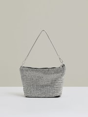 Reiss Silver Leah Crystal Bracelet Pouch Bag - Image 4 of 5