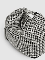 Reiss Silver Leah Crystal Bracelet Pouch Bag - Image 5 of 5