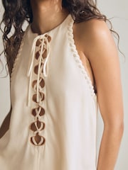 Reiss Cream Amelia Atelier Satin Crepe Cut-Out Top - Image 4 of 7