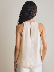 Reiss Cream Amelia Atelier Satin Crepe Cut-Out Top - Image 6 of 7