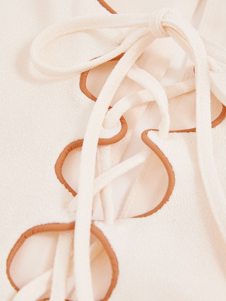 Reiss Cream Amelia Atelier Satin Crepe Cut-Out Top - Image 7 of 7