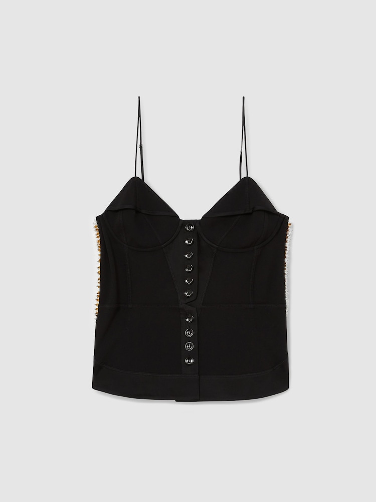 Negro - Reiss Preston Atelier Embellished Corset Top - Imagen 2 de 7