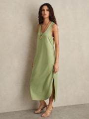 Reiss Green Peyton Jersey Knit Maxi Dress - Image 1 of 5