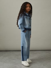 Reiss Blue Briar Patchwork Two-Tone Denim Jeans - Image 1 of 4