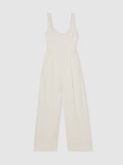 Reiss White Max Atelier Whipstitch Wide Leg Jumpsuit - Image 2 of 8