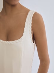 Reiss White Max Atelier Whipstitch Wide Leg Jumpsuit - Image 4 of 8