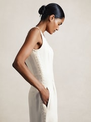 Reiss White Max Atelier Whipstitch Wide Leg Jumpsuit - Image 7 of 8