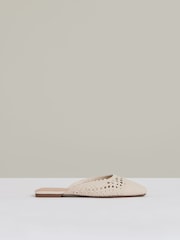 Off White - Reiss Marta Woven Slip-On Mules - Image 1 of 5