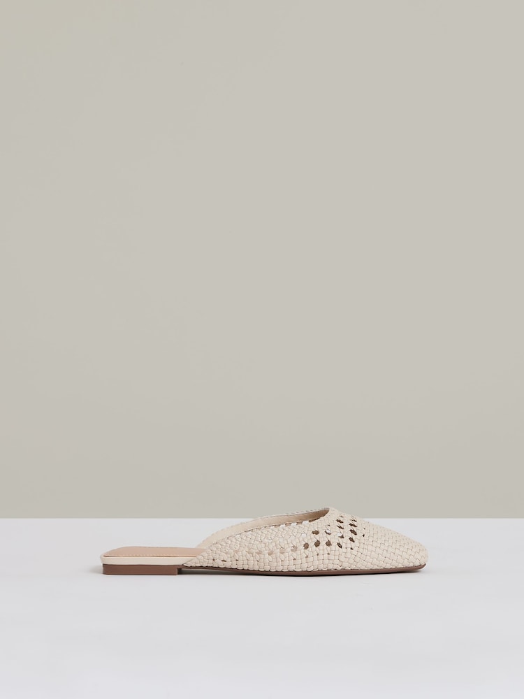 Off White - Reiss Marta Woven Slip-On Mules - Image 1 of 5