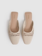 Off White - Reiss Marta Woven Slip-On Mules - Image 3 of 5