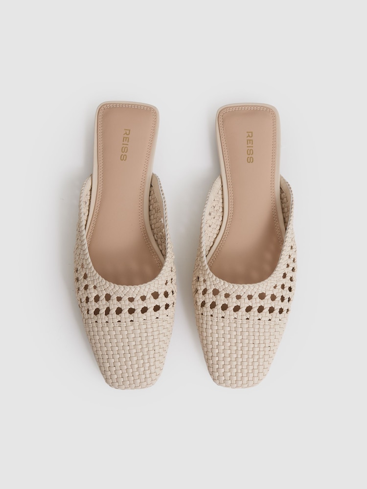 Reiss Off White Marta Woven Slip-On Mules - Image 3 of 5