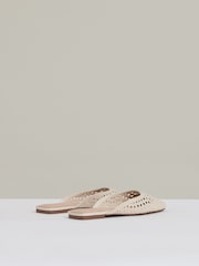 Off White - Reiss Marta Woven Slip-On Mules - Image 4 of 5