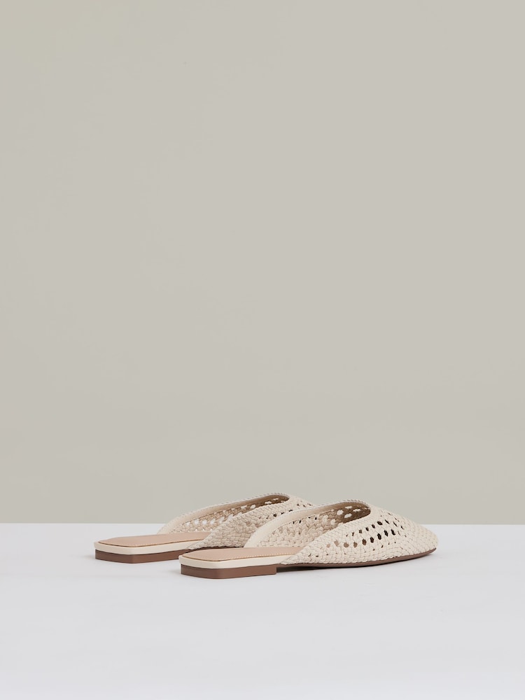 Reiss Off White Marta Woven Slip-On Mules - Image 4 of 5