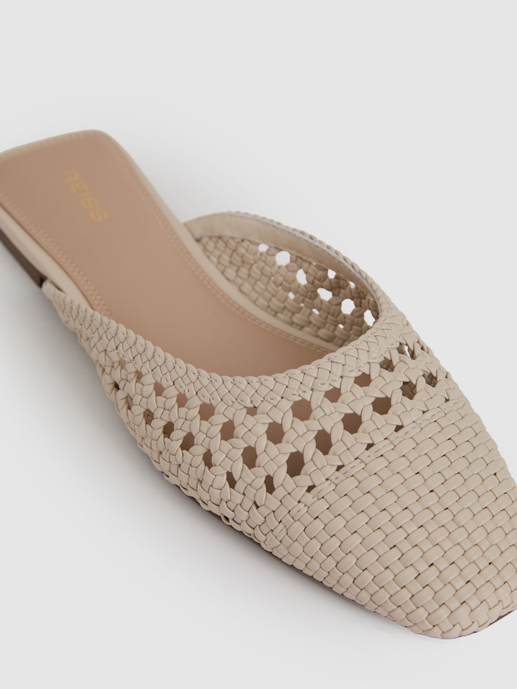 Off White - Reiss Marta Woven Slip-On Mules - Image 5 of 5