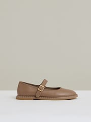 Reiss Taupe Nicole Leather Mary-Jane Shoes - Image 1 of 6
